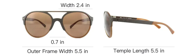 Police Injection Molded Aviator Sunglasses Unisex Brown-3