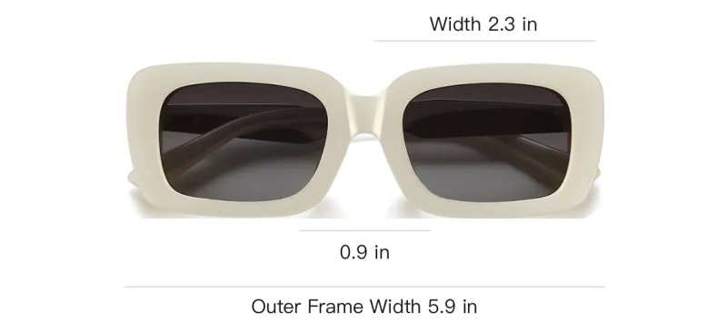 PUBLIC BEACON Acetate Metal Rectangular Sunglasses Unisex White-2