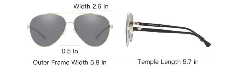 EMPORIO ARMANI Metal Aviator Sunglasses Unisex-4