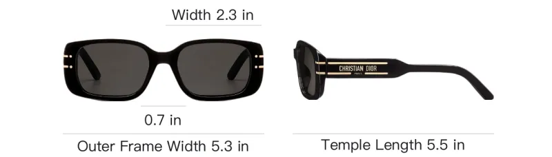 DIOR Acetate Metal Rectangular Sunglasses Women's Black-3