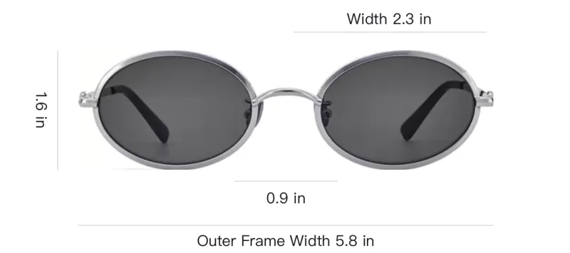Fakeme Metal Oval Sunglasses Unisex Silver-3