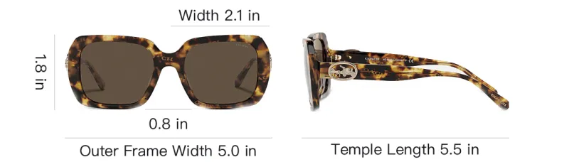 COACH Plate Frame Square Sunglass Women's Brown-3