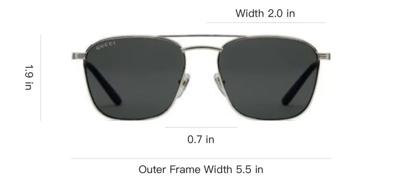 GUCCI Metal Aviator Sunglasses Men's Silver-2