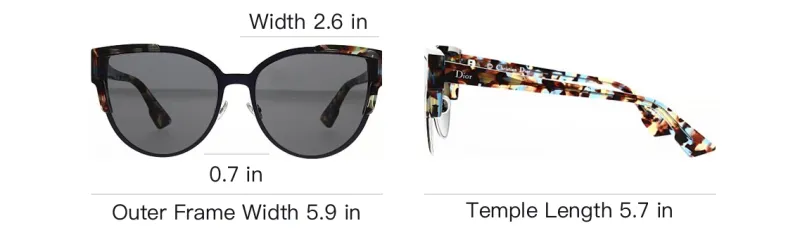 DIOR Plastic Metal Cat Eye Sunglasses Unisex Multicolor-3