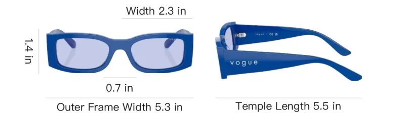 VOGUE Acetate Rectangular Sunglasses Unisex Blue-3