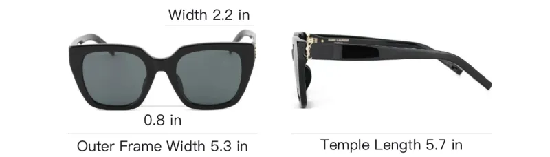 SAINT LAURENT Plate And Metal Square Sunglasses Women's Black-3