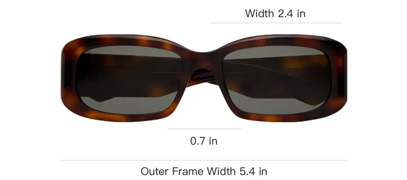 SAINT LAURENT Injection Molded Plastic Rectangular Sunglasses Unisex Tortoiseshell-3