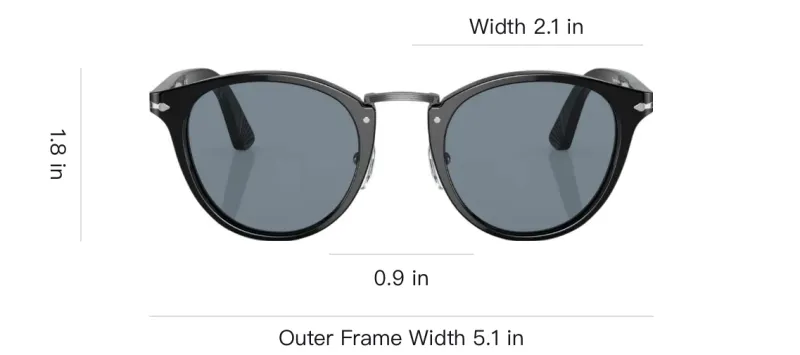 PERSOL Oval Sunglasses Men's Black-2