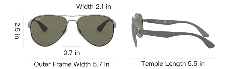 RayBan Acetate Metal Aviator Sunglasses Unisex Silver-3
