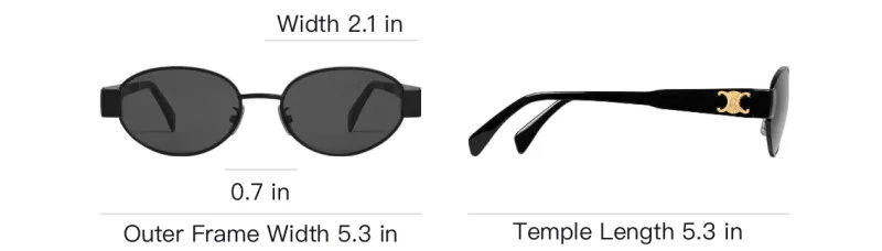 CELINE Metal Oval Sunglasses Women's Black-3