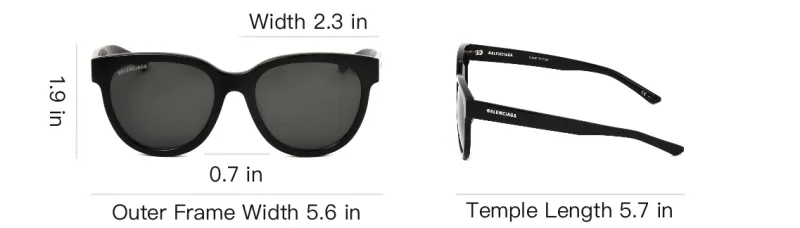 Balenciaga Plastic Oval Sunglasses Unisex Black-3