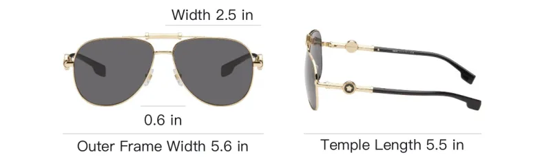 VERSACE Metal Acetate Aviator Sunglasses Men's Gold-3