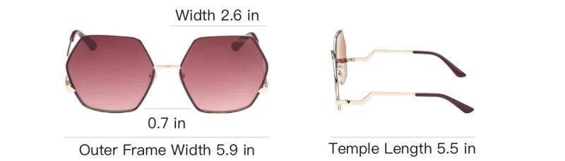 GUESS Metal Irregular Shape Sunglasses Women's Gold-3