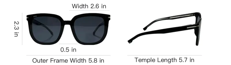 HUGO BOSS Plastic Square Sunglasses Men Black-3