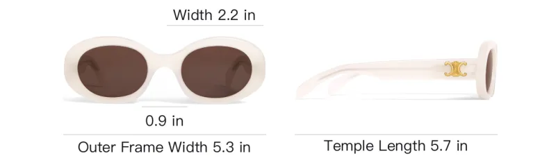 CELINE Oval Sunglasses Women's Ivory-3