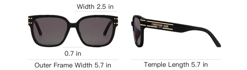 DIOR Acetate Square Sunglasses Women's Black-3
