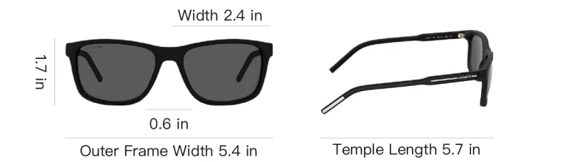 LACOSTE Plate Frame Square Sunglasses Unisex Black-3