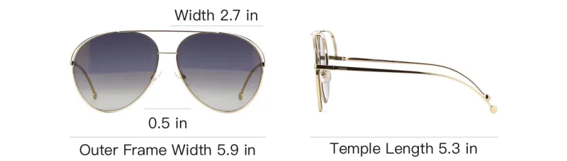 FENDI Titanium Alloy Aviator Sunglasses Unisex Gold-3