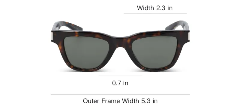 SAINT LAURENT Acetate Metal Resin Square Sunglasses Unisex Havana-3
