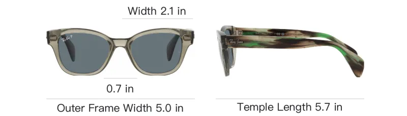 RayBan Plastic Irregular Shape Sunglasses Unisex Green-5