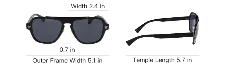 VERSACE Metal Square Sunglasses Unisex Black-4