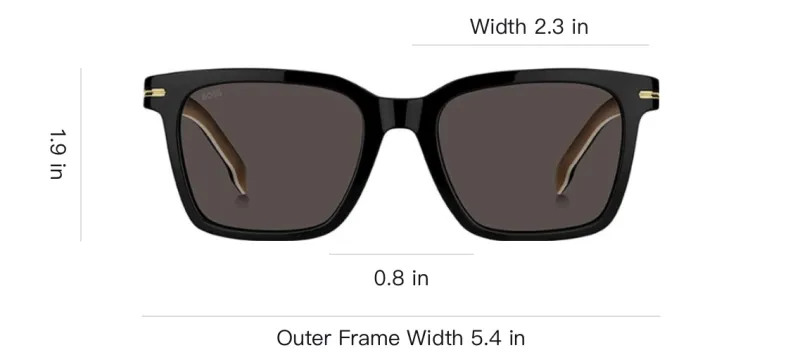HUGO BOSS Plate Frame Square Sunglasses Men's Black-3