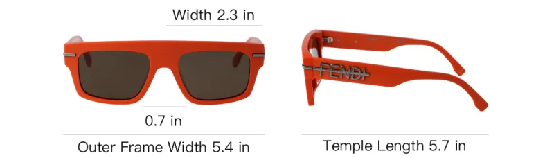 FENDI Acetate Rectangular Sunglasses Unisex Red-3