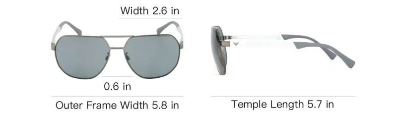 EMPORIO ARMANI Alloy Aviator Sunglasses Unisex Black-3