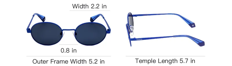 Polaroid Metal Oval Sunglasses Men's Blue-3