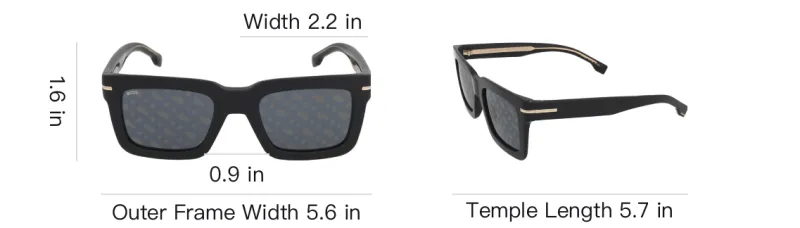HUGO BOSS Plastic Square Sunglasses Unisex Black-4