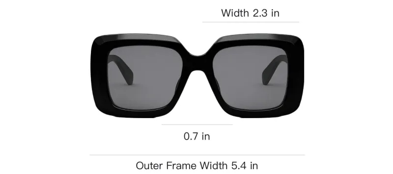 CELINE Acetate Square Sunglasses Unisex Black-2
