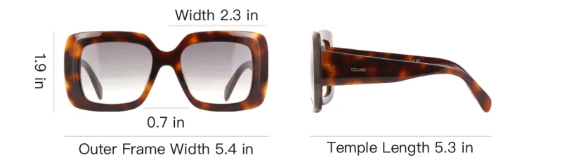 CELINE Acetate Square Sunglasses Women's Tortoiseshell-3
