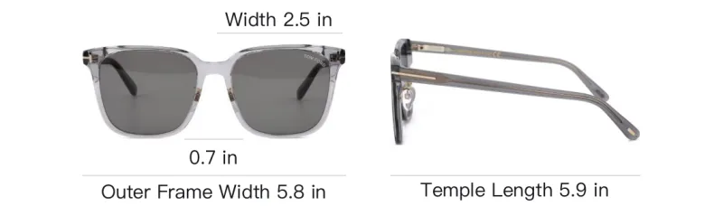 TOM FORD Plate And Metal Square Sunglasses Unisex Gray-3