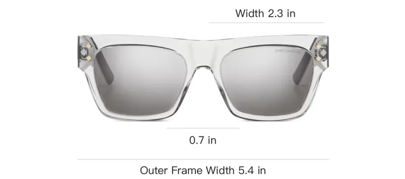 DIOR Acetate Metal Square Sunglasses Unisex Transparent-3