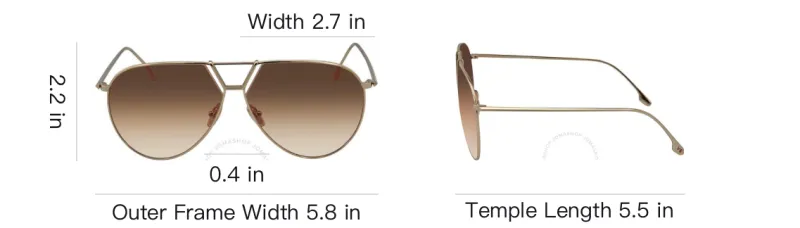 Victoria Beckham Aviator Sunglasses Women's Gold-3