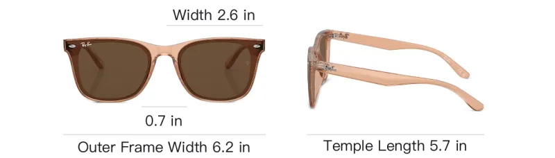RayBan Plate Frame Square Sunglasses Unisex Dark Brown-4