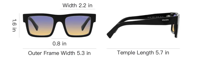 PRADA TR/Memory Plastic Rectangular Sunglasses Men's Black-8