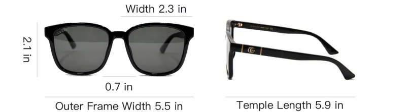GUCCI Double G Black Square Sunglasses-5