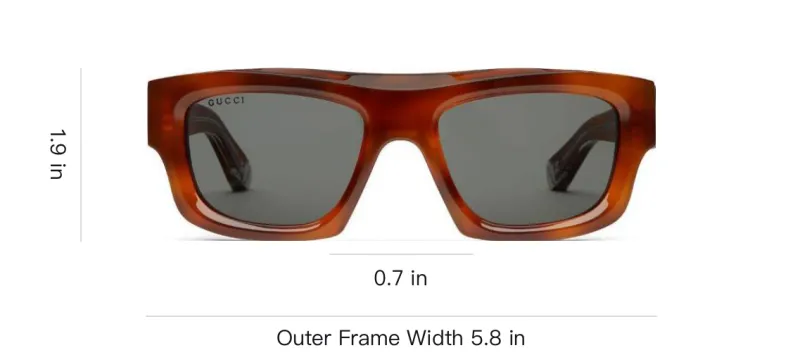 GUCCI Acetate Metal Rectangular Sunglasses Men's Tortoiseshell-2