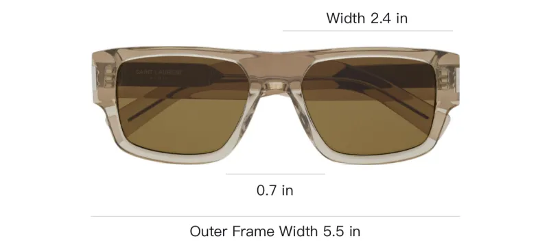 SAINT LAURENT Injection Molded Plastic Resin Acetate Rectangular Sunglasses Men's Brown-2