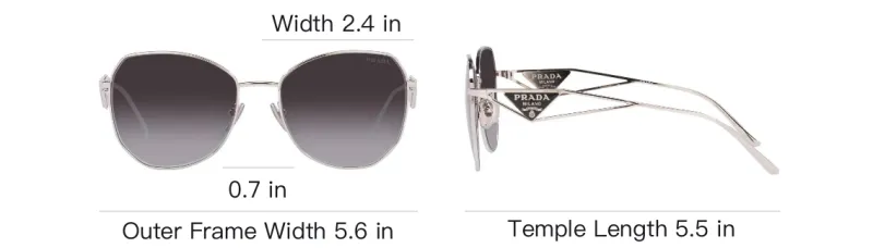 PRADA Metal Irregular Shape Sunglasses Women's Silver-4