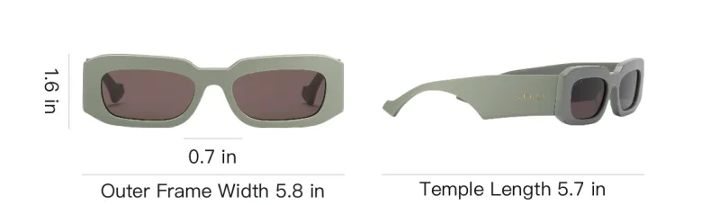 GUCCI Plate Frame Acetate Rectangular Sunglasses Men's Green-4