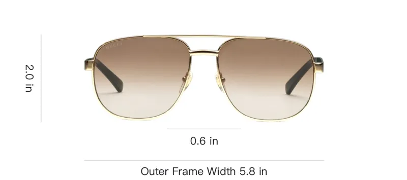 GUCCI Alloy Aviator Sunglasses Men's Gold-2