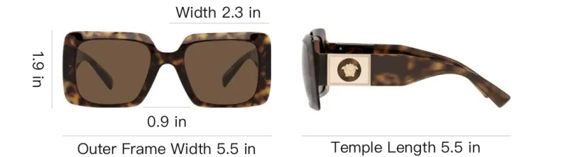 VERSACE Plastic Rectangular Sunglasses Women's Havana-4