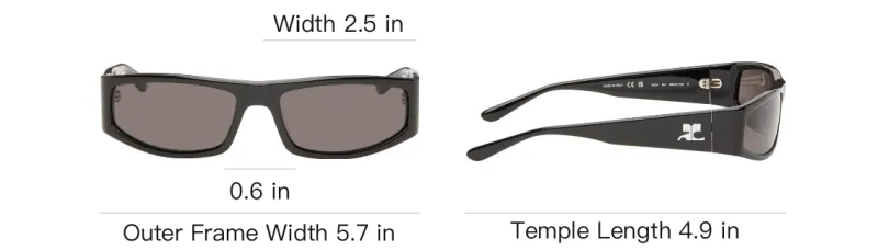COURREGES Acetate Rectangular Sunglasses Unisex Black-3