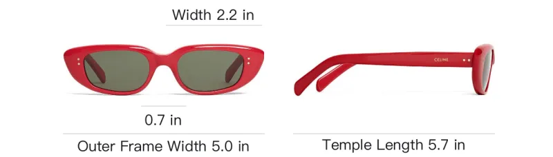 CELINE Acetate Irregular Shape Sunglasses Women's Red-3