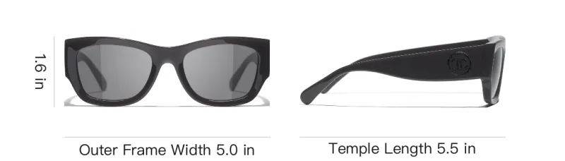 CHANEL Acetate Square Sunglasses Women's Black-4