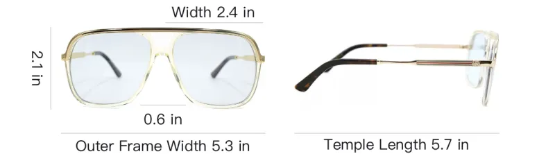 GUCCI Men's Aviator Square Acetate Frame Sunglasses Light-5