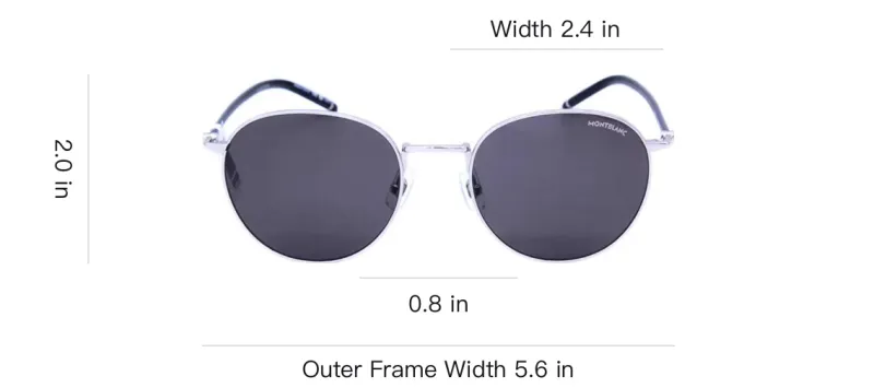 MONTBLANC Metal Oval Sunglasses Unisex Silver Black-3