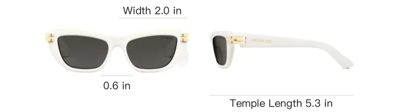 DIOR Acetate Irregular Shape Sunglasses Women's White-3